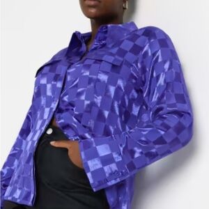 River Island Purple sateen button up shirt size 20